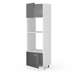Vicco Armoire universelle Anthracite Haute brillance 60cm avec étagères ouvertes, et portes