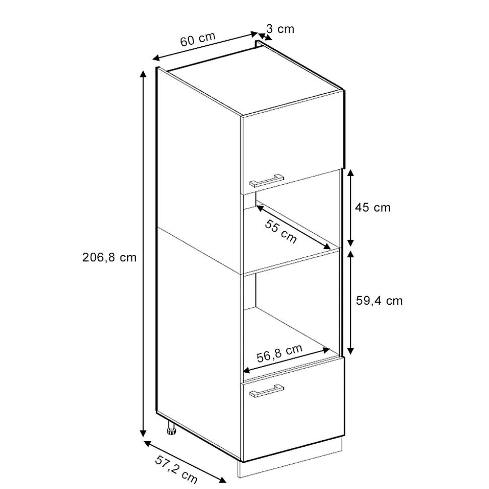Vicco Armoire universelle Anthracite Haute brillance 60cm avec étagères ouvertes, et portes