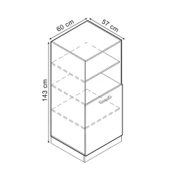 Vicco Armoire universelle Noir Haute brillance 60cm avec étagères ouvertes, et porte