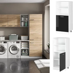 Vicco Armoire universelle Noir Haute brillance 60cm avec étagères ouvertes, et porte
