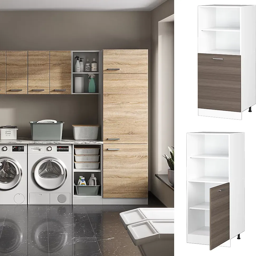 Vicco Armoire universelle Gris 60cm avec étagères ouvertes, et porte