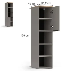 Vicco Armoire universelle Grège 30.2x120cm avec une porte