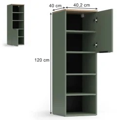 Vicco Armoire universelle Vert 40.2x120cm avec une porte