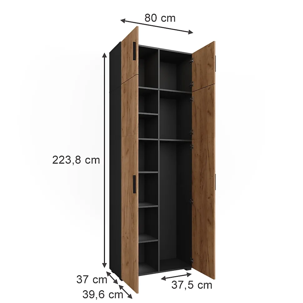 Vicco Armoire universelle Anthracite/chêne doré 80x223.8cm avec fixation darmoire