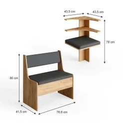 Vicco Banc dangle Chêne de force doré 76.6x41.5cm