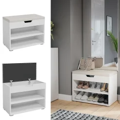 Vicco Banc pour chaussures Blanc 60x45cm