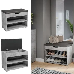 Vicco Banc pour chaussures Béton 60x45cm