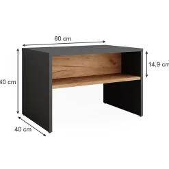 Vicco Banc pour chaussures Anthracite/chêne doré 60x60cm