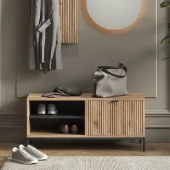 Vicco Banc pour chaussures Chêne Viking 100x45cm avec porte pliante