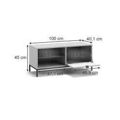 Vicco Banc pour chaussures Gris 100x45cm avec porte pliante