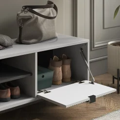 Vicco Banc pour chaussures Gris 100x45cm avec porte pliante