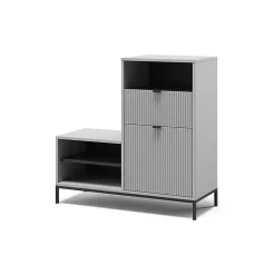 Vicco Banc pour chaussures Gris 100x98.5cm avec porte et tiroir
