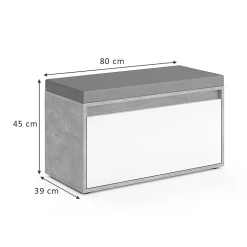 Vicco Banc pour chaussures Béton 80x45cm