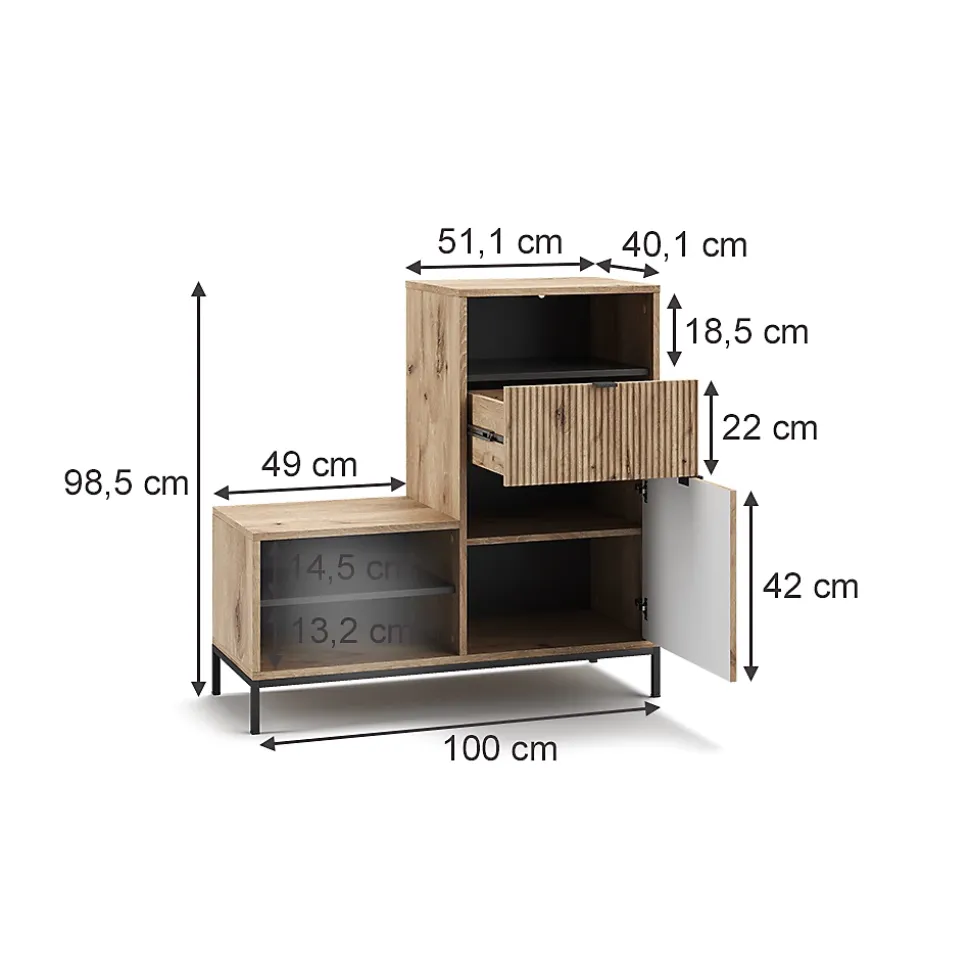 Vicco Banc pour chaussures Chêne Viking 100x98.5cm avec 6 compartiments