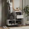 Vicco Banc pour chaussures Blanc 100x98.5cm avec porte et tiroir