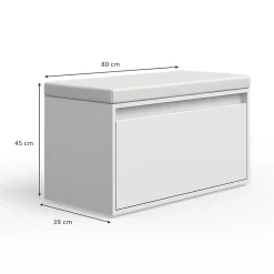 Vicco Banc pour chaussures Blanc 80x45cm
