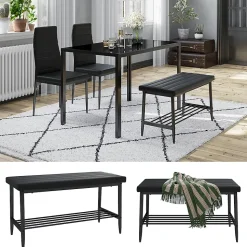Vicco Banquette dangle pour salle à manger Noir 85x35cm