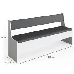 Vicco Banquette dangle salle à manger Blanc 41.5x166.6cm