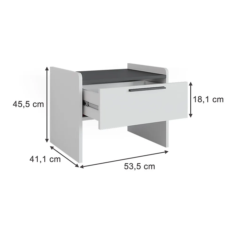 Vicco Banquette de salle à manger blanc/anthracite 53.5x41.1cm avec 1 tiroir