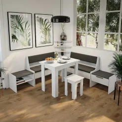 Vicco Banquette de salle à manger blanc/anthracite 53.5x41.1cm avec 1 tiroir