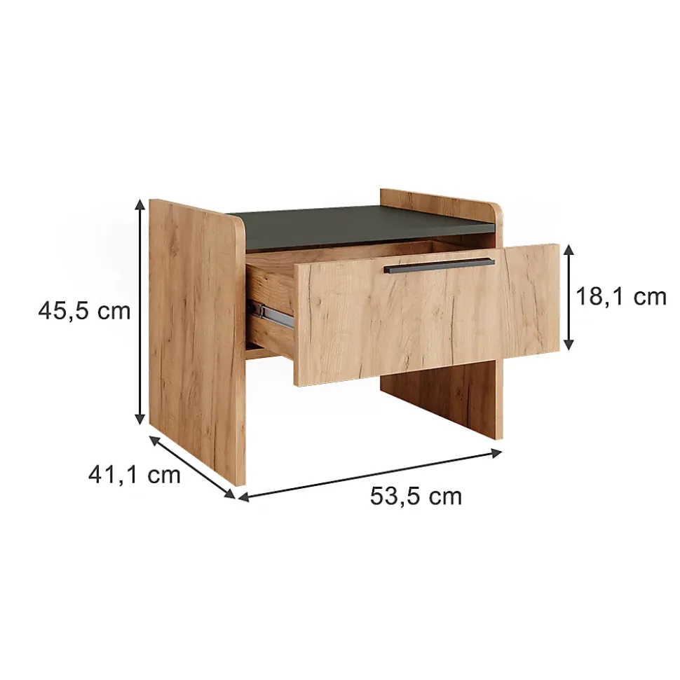 Vicco Banquette de salle à manger Chêne doré/anthracite 53.5x41.1cm avec 1 tiroir