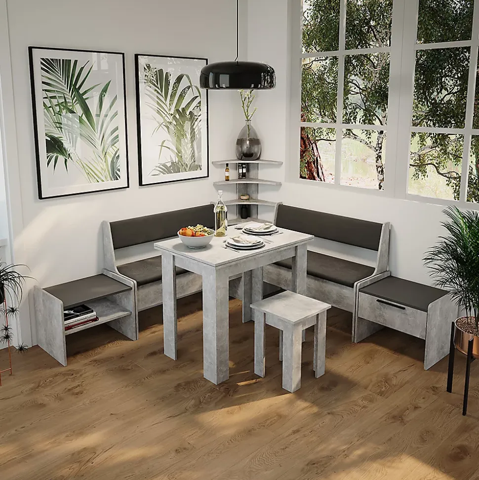 Vicco Banquette de salle à manger Béton/Anthracite 53.5x41.1cm avec 1 tiroir