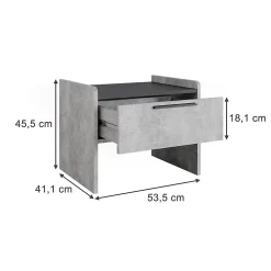 Vicco Banquette de salle à manger Béton/Anthracite 53.5x41.1cm avec 1 tiroir