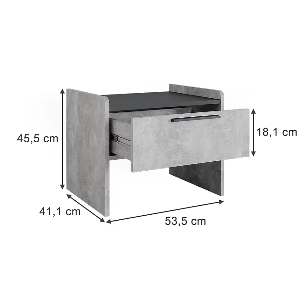 Vicco Banquette de salle à manger Béton/Anthracite 53.5x41.1cm avec 1 tiroir