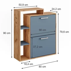 Vicco Basculeur à chaussures Chêne doré/bleu 80x90cm