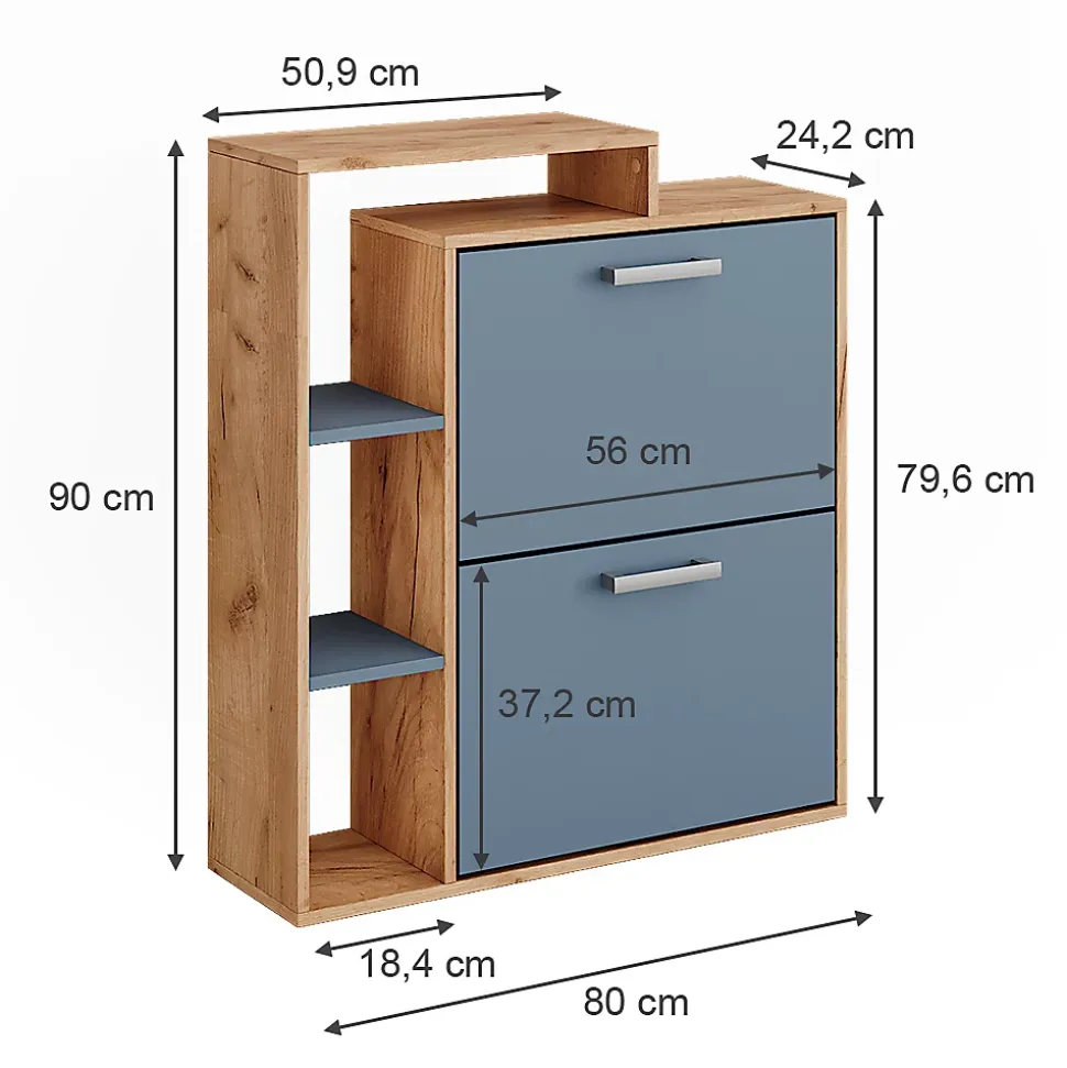 Vicco Basculeur à chaussures Chêne doré/bleu 80x90cm
