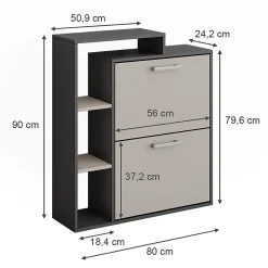 Vicco Basculeur à chaussures Anthracite/gris 80x90cm