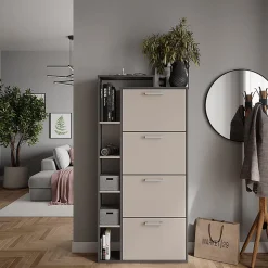 Vicco Benne à chaussures Anthracite/gris 80x166.1cm avec 4 compartiments