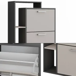 Vicco Benne à chaussures Anthracite/gris 80x166.1cm avec 4 compartiments