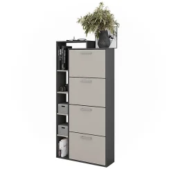 Vicco Benne à chaussures Anthracite/gris 80x166.1cm avec 4 compartiments