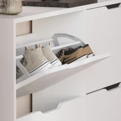 Vicco Benne à chaussures Blanc 116.6x72.5cm avec 4 compartiments
