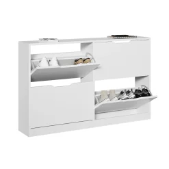 Vicco Benne à chaussures Blanc 116.6x72.5cm avec 4 compartiments