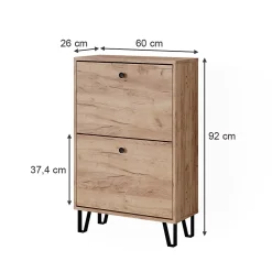 Vicco Benne à chaussures Chêne de force doré 60x92cm avec 2 tiroirs rabattables
