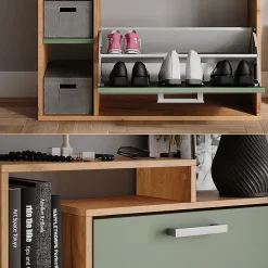 Vicco Benne à chaussures Force dor Chêne/Vert 80x128.3cm avec 3 compartiments