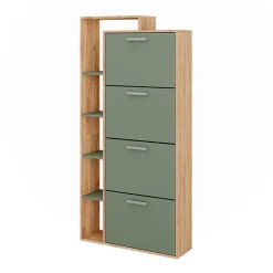 Vicco Benne à chaussures Force dor Chêne/Vert 80x166.1cm avec 4 compartiments