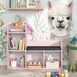 Vicco Bibliothèque enfant Rose 107.2x88.6cm sans boîtes pliantes