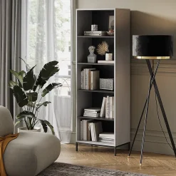 Vicco Bibliothèque Gris 60x180cm avec 5 compartiments