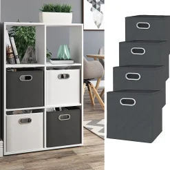 Vicco Boîte pliante Anthracite 30x30cm Lot de 4