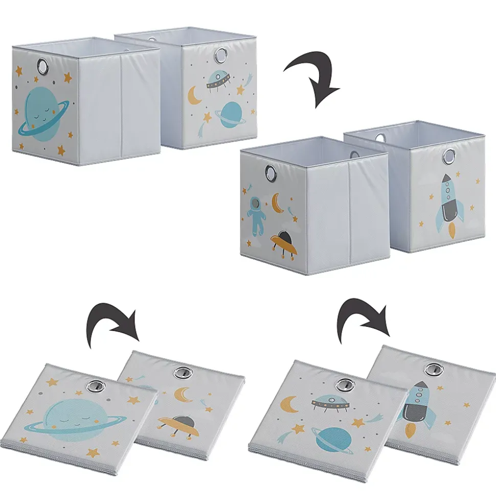 Vicco Boîte pliante Gris (espace) 30x30cm (motif univers)