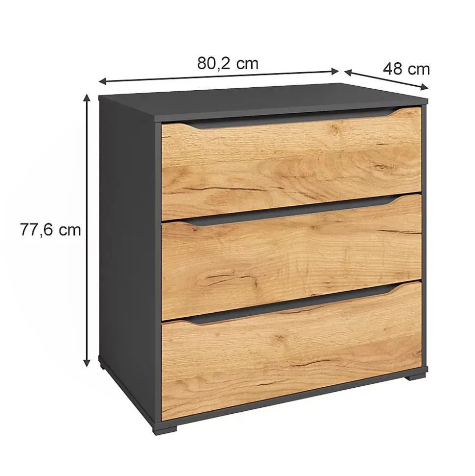 Vicco Buffet Chêne de force doré 48x77.6cm avec tiroirs