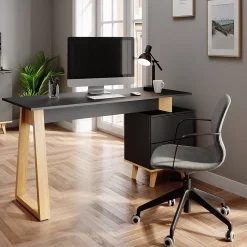 Vicco Bureau Anthracite 138x60cm avec tiroirs, L
