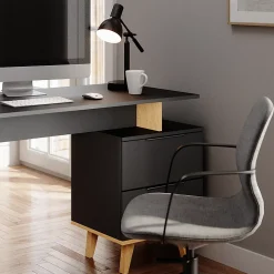 Vicco Bureau Anthracite 138x60cm avec tiroirs, L
