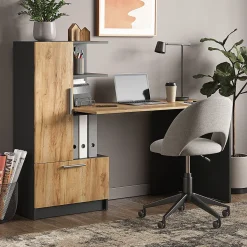 Vicco Bureau Anthracite/chêne doré 150x59cm