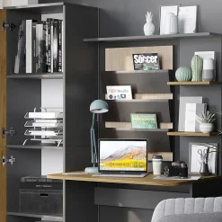 Vicco Bureau Anthracite/chêne doré 122.9x33.4cm