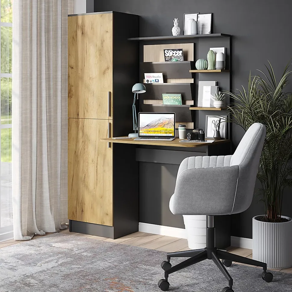 Vicco Bureau Anthracite/chêne doré 122.9x33.4cm
