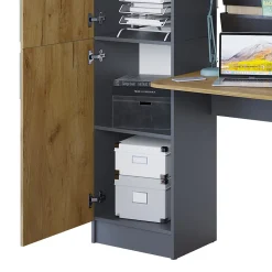 Vicco Bureau Anthracite/chêne doré 122.9x33.4cm